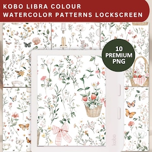 Kobo Libra Colour Lock Screens: Watercolor Patterns (PNG Digital Download)