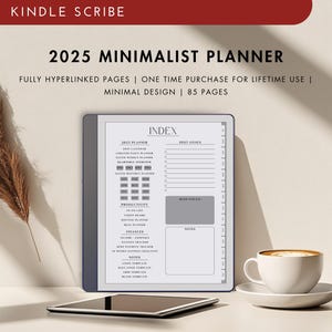 2025 Minimalist Digital Planner for Kindle Scribe, Paperwhite & Color (PDF)