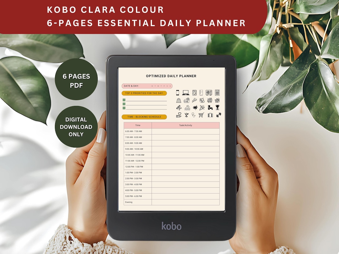 Kobo Clara Daily Planner: 6-page Productivity Template (PDF) - Etsy