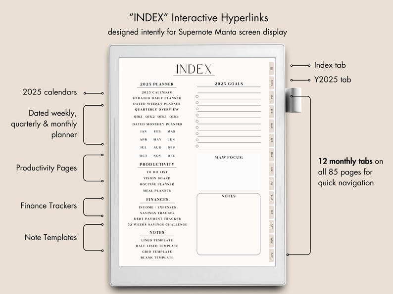 2025 Minimalist Planner for Supernote Manta A5 X2 (PDF Download) - Etsy