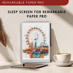 Remarkable Paper Pro Sleep Screen: London Eye Art (PNG Digital Download)