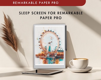 Pantalla de sueño Remarkable Paper Pro: Arte del London Eye (Descarga digital PNG)
