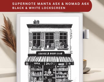 Floral Books Supernote Lockscreen: A5X A6X Dark Mode (Digital Download)