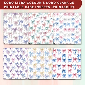 Kobo Libra Colour/Clara 2E Pink Bow Cover: Girly Printable Case (PDF Download)