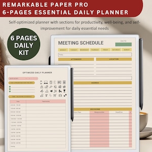 Remarkable Paper Pro Daily Planner: Productivity Templates (PDF)