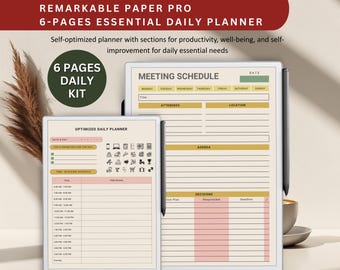Remarkable Paper Pro Daily Planner: Productivity Templates (PDF)