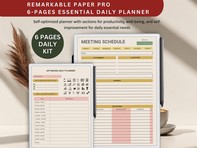 Remarkable Paperpro Notes.pdf Remarkable Paper Pro Daily Planner: Productivity Templates (PDF) - Etsy