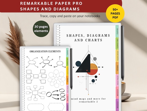 TRACE Shapes and Diagrams for remarkable paper pro device, digital journal for paper pro, template for remarkable paper pro eink tablet