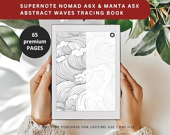 Modèle de livre de traçage de vagues abstraites Supernote (PDF)