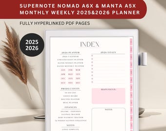 2025-2026 Supernote Planner: A5X A6X Templates (PDF)