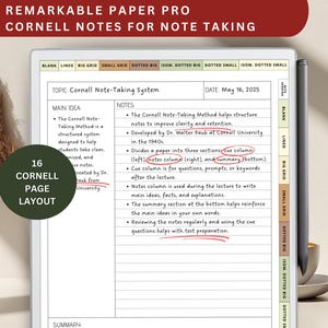 Modello di appunti di studio Cornell per un dispositivo professionale eccezionale, appunti di studio per un documento eccezionale, modello di appunti per studenti per un documento eccezionale
