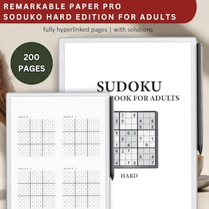 Soduko Puzzle for remarkable paper pro, puzzles for remarkable paper pro, games for remarkable paper pro, template for remarkable paper pro