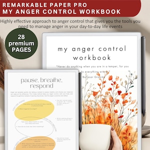 Anger Control Workbook for remarkable paper pro, journal templates for remarkable paper pro, workbook for remarkable paper pro e-ink device