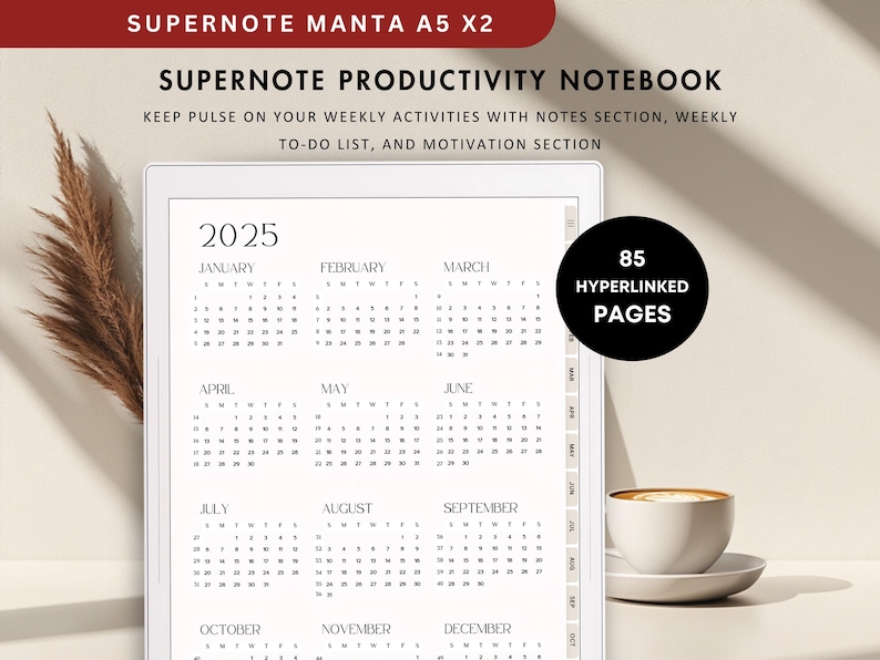 2025 Minimalist Planner for Supernote Manta A5 X2 (PDF Download) - Etsy