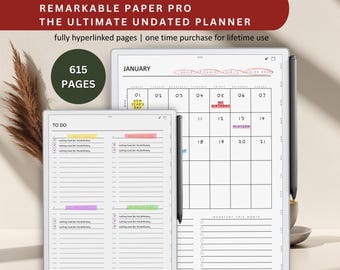 Ultimate Undated Planner for Remarkable Paper Pro (PDF)