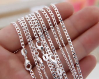 2mm curb chain, lobster clasp- 18 inches long - sterling 925 - new