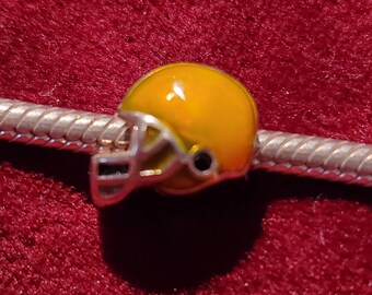 Zable Sterling Silver Orange Football Helmet Bead/Charm