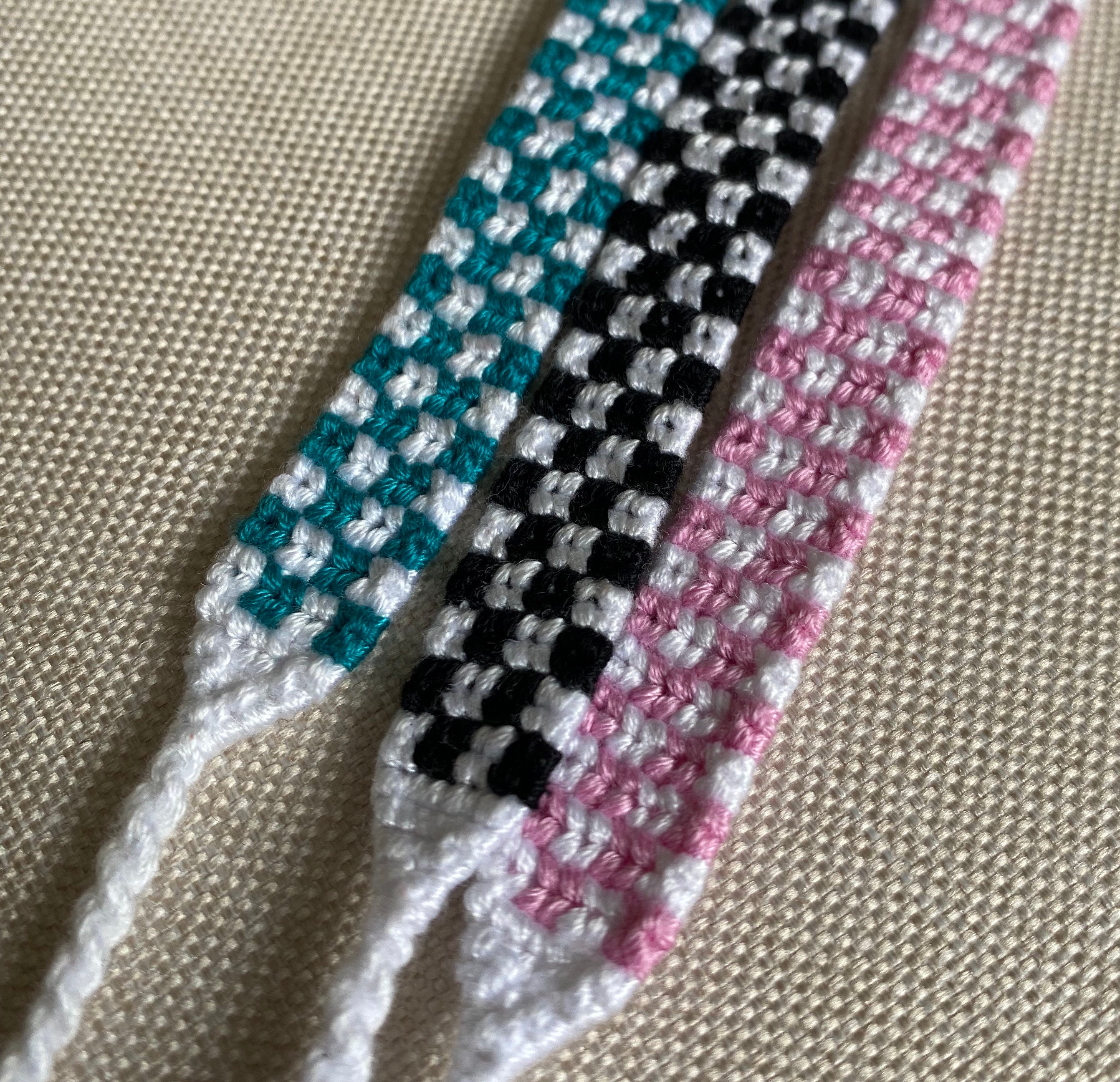 Checkerboard Handmade Friendship Bracelet Hand Woven Race Etsy