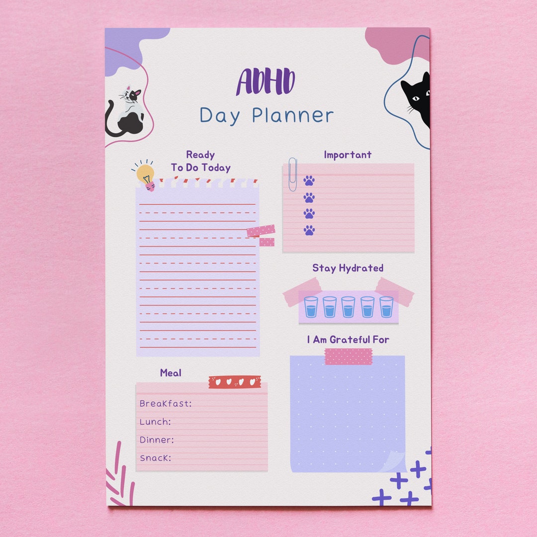 ADHD Printable Daily Planner Organisation Structure - Etsy