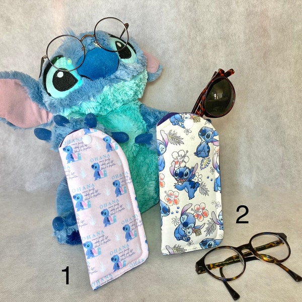 Soft Stitch glasses case, sunglasses pouch, cotton fabric, waterproof with padding