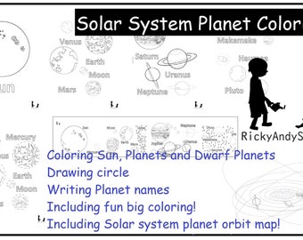23 pages à apprendre et à colorier sur le système solaire - Planètes, planètes naines, préscolaire, école à la maison