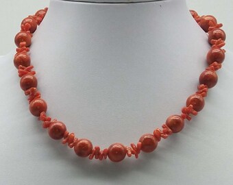 40228 Halskette mit Schaumkorallen Perlen und Korallenästen