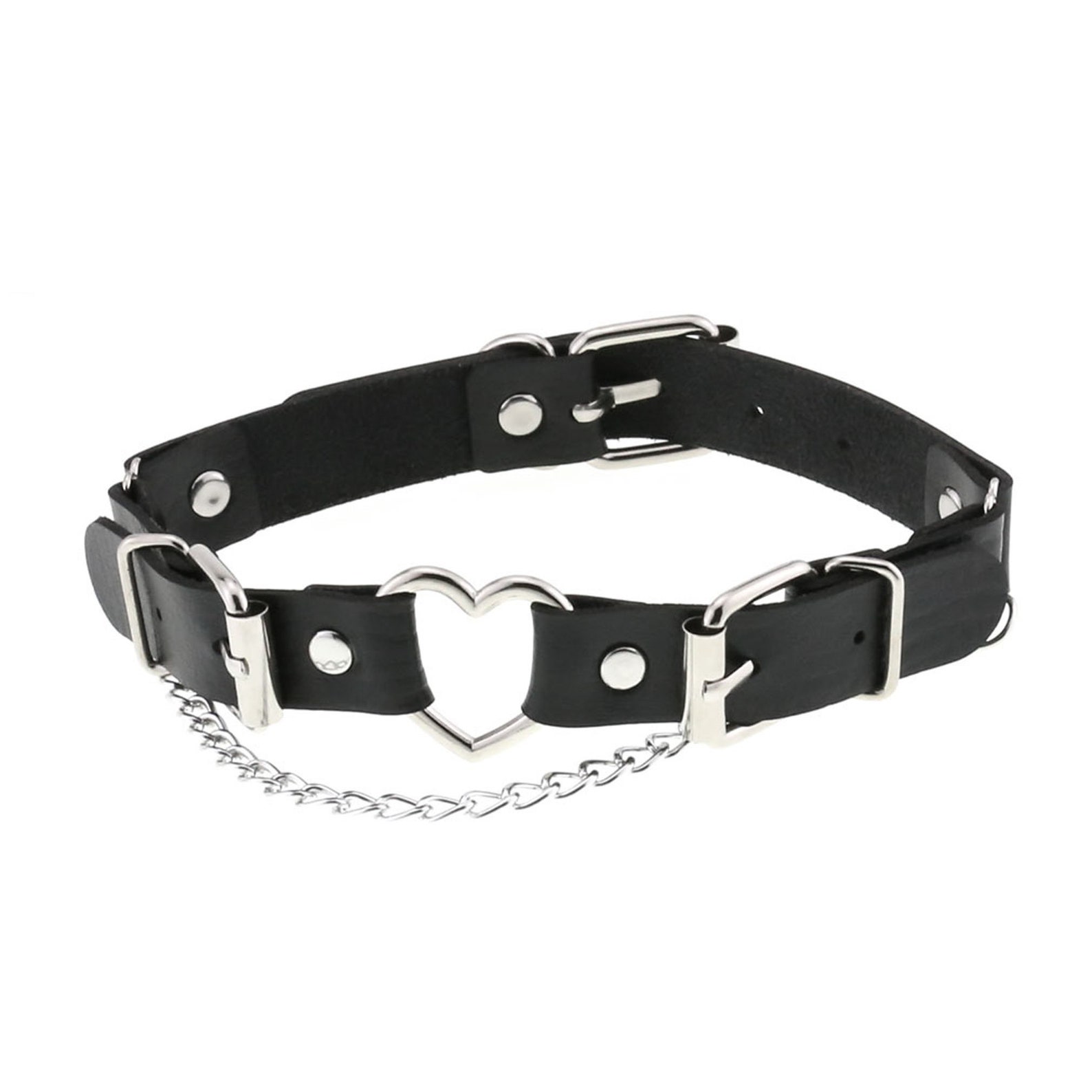 Stylish Gothic choker leather day collar leash Long-necked | Etsy