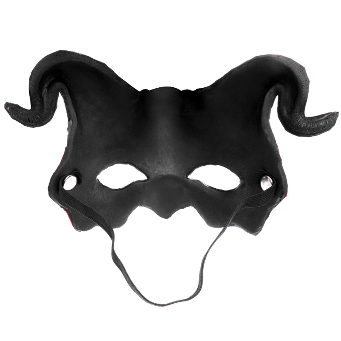 Devil horned mask men Masquerade half maskdark red demon Etsy