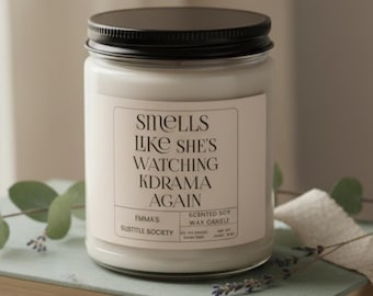 Personalized Smells Like She's Watching Kdrama, Korean Drama Fan Gift, KDrama Candle