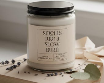 Personalized Smells Like a Slow Burn Candle, Book Lover Soy Wax Candle, Romance Reader Gift, Bookish Candle