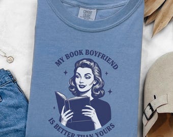Book Boyfriend Shirt, Funny Reader Tee, Vintage Illustration Reader Tee, Gift for Readers