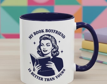 Retro Book Boyfriend Coffee Mug, Book Lover Gift, Booktok Ceramic Cup