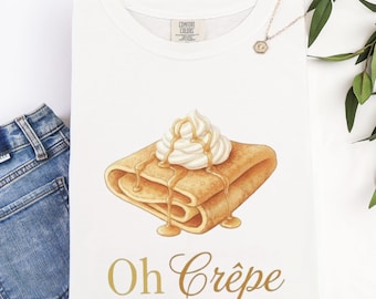 Oh Crêpe Shirt, Funny Food Pun T-Shirt, French Bakery Aesthetic Tee, Comfort Colors Vintage Graphic Tee, Breakfast Lover Gift