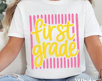 First Grade Teacher Tshirt, Teacher Team Tee, Striped Back To School Shirt, Elementary Teacher, New Teacher Gift