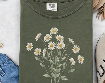 Vintage Daisy Wildflower Floral Botanical Graphic TShirt, Garden Flower Shirt, Cottagecore Shirt