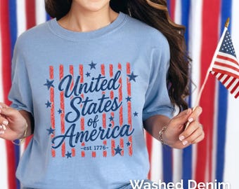 Distressed United States of America Shirt, Patriotic USA Tee, Vintage Style America Shirt, Retro Fourth of July TShirt