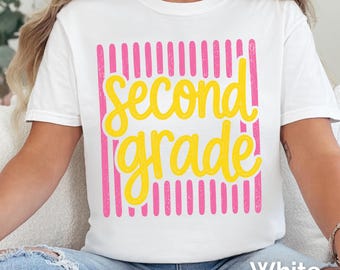 Second Grade Teacher Tshirt, Teacher Team Tee, Striped Back To School Shirt, Elementary Teacher, New Teacher Gift