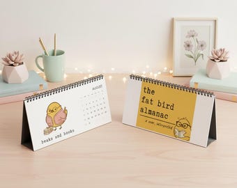 Bird Lover Desk Calendar 2026, Cute Fat Bird Calendar, Funny Bird Gift, Playful Bird Seasonal Humor Decor, Bird Themed Desk Decor