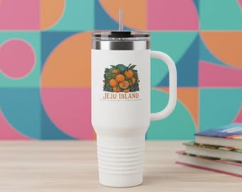 Vaso térmico de viaje inspirado en la isla de Jeju, estilo K-drama, taza de viaje surcoreana