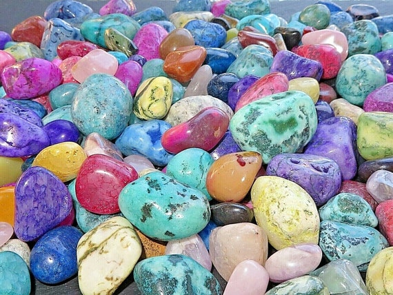 Rocks & Geodes Home Décor 1 lb Mixed Tumbled Stones Dyed and Natural ...