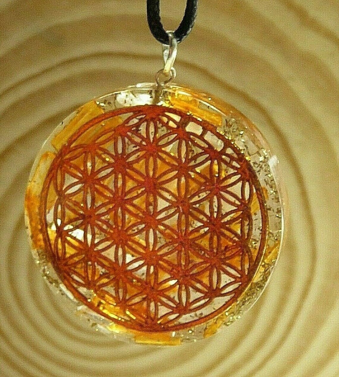 Selenite Pendant Copper Flower of Life Orgonite EMF Orgone 2 Etsy