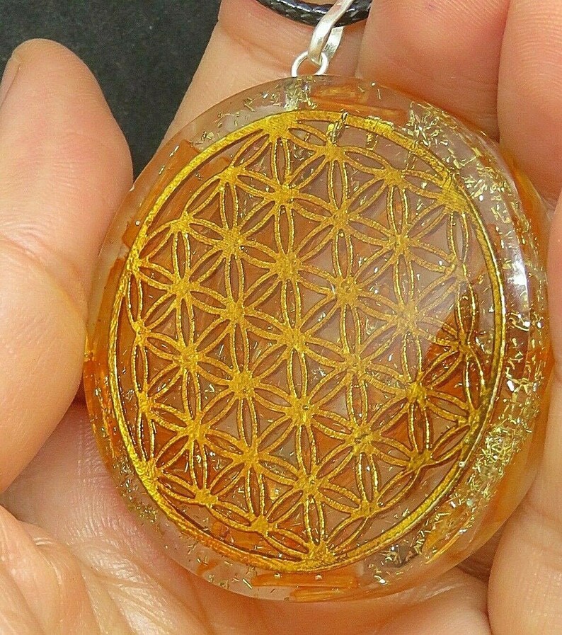 Selenite Pendant Copper Flower of Life Orgonite EMF Orgone 2 Etsy