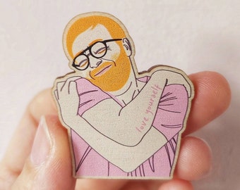 Insignia de pin de madera Love Yourself / broche / botón
