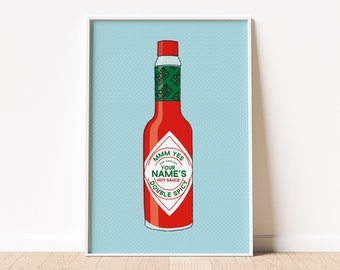 Personalised Hot Sauce Art Print (A4/A3) - Great gift for foodies and hot sauce / spicy food lovers!