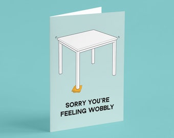 Tarjeta "Lo siento, te sientes inestable" (en blanco): mejórate pronto, estoy pensando en ti, enfermedad.