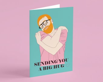 Tarjeta de felicitación Big Hug (en blanco): cumpleaños, pensar en ti, recuperarte, enviar amor