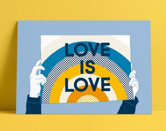 Lámina artística del Orgullo Queer: Ilustración arcoíris "El amor es amor"