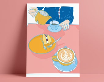 Impresión de póster de cafetería Coffee & Cake (A4)