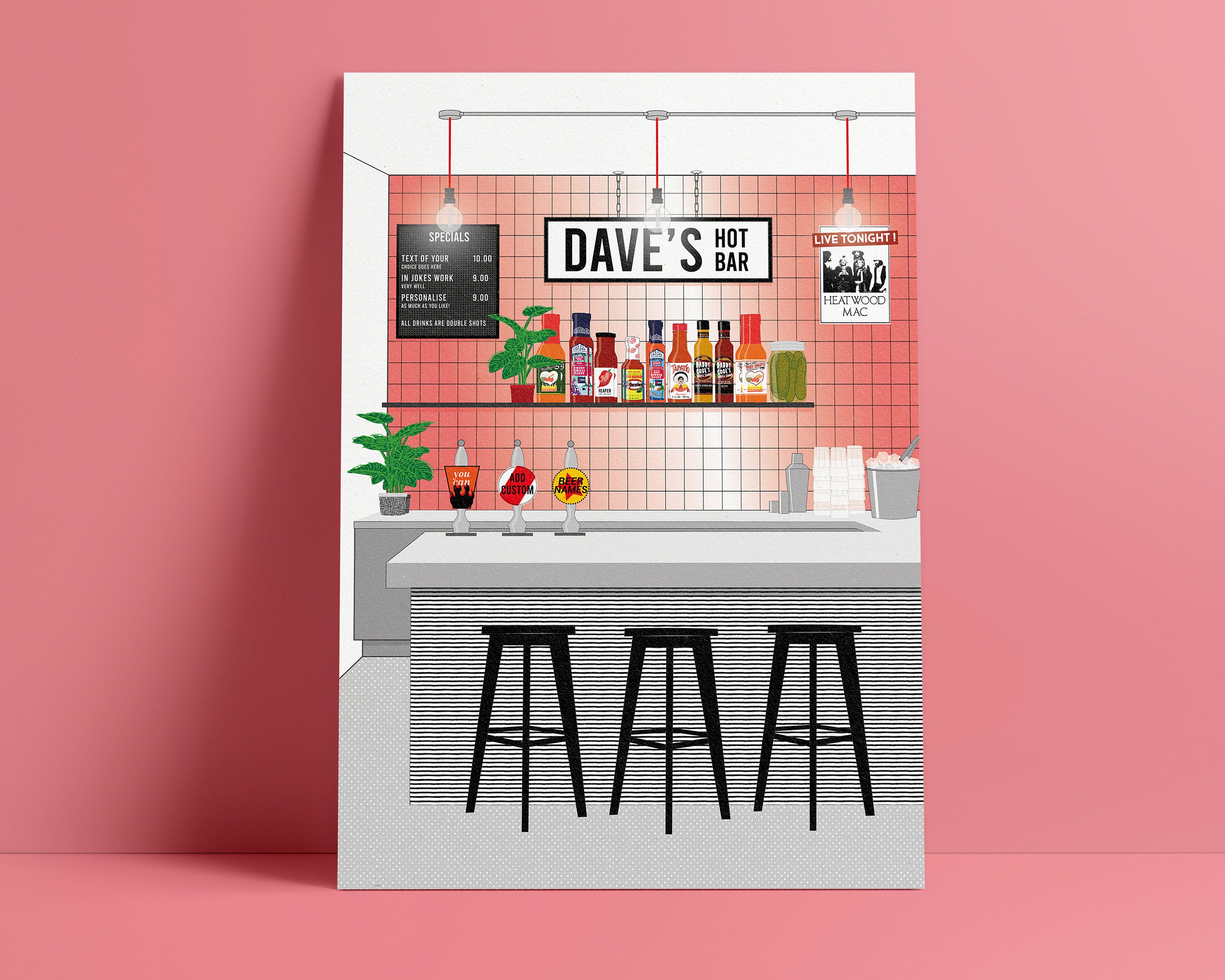 Personalised HOT SAUCE BAR Poster Art Print Add Your Own Etsy Australia
