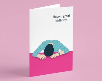 Tarjeta de cumpleaños divertida y sombría: diseño dibujado a mano